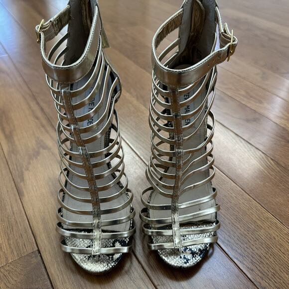 Steve Madden Marinee Gold Metallic Womens Platform Sandal Heels N6842* Size 8M - Picture 6 of 7